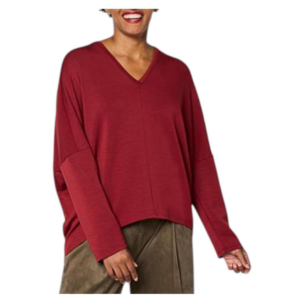 WynneLayers Women's Cloud Knit V-Neck Top Merlot - Regular